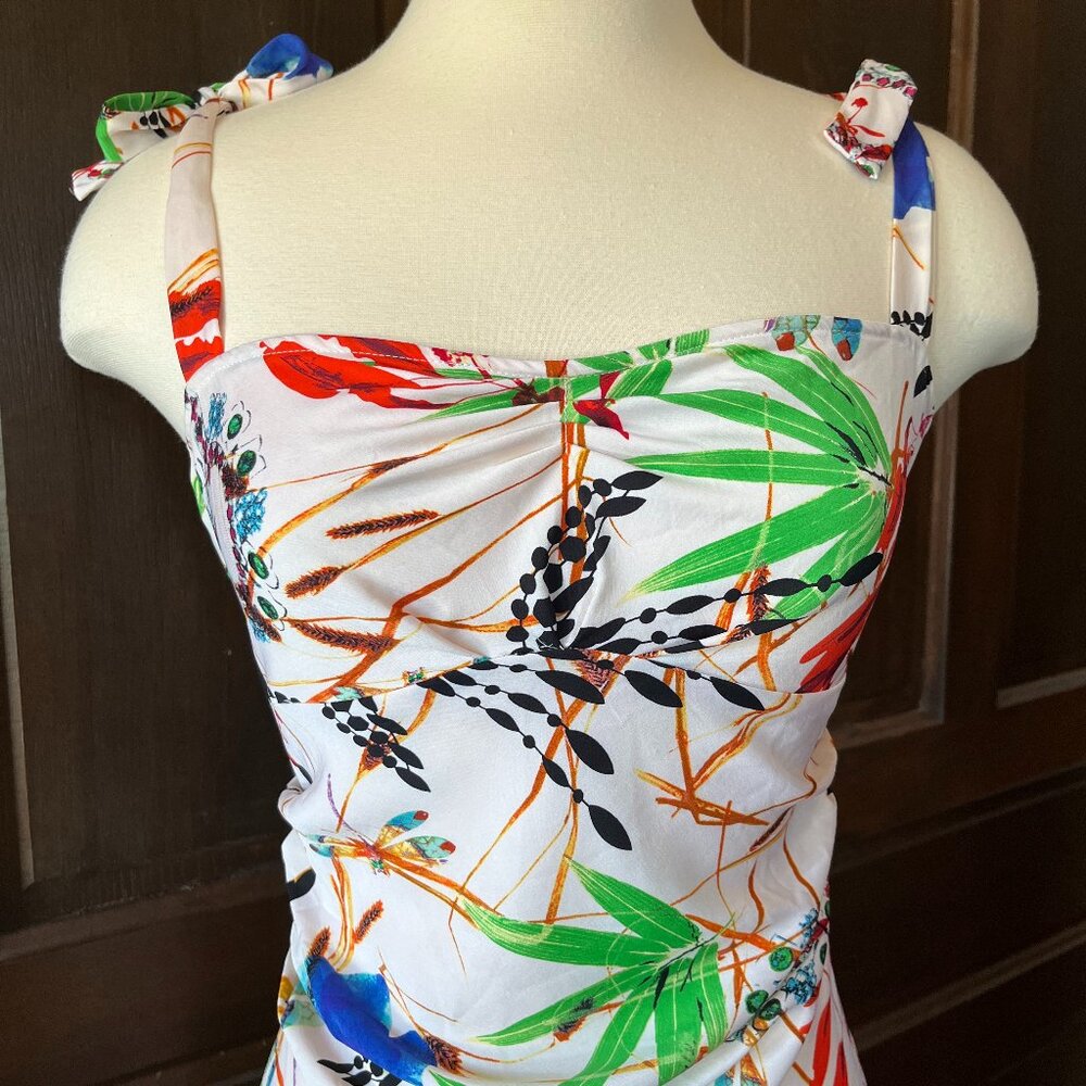Diane von Furstenberg Dress Silk Blend Dragonfly Bird Floral Multicolor Size 6 - Picture 8 of 15